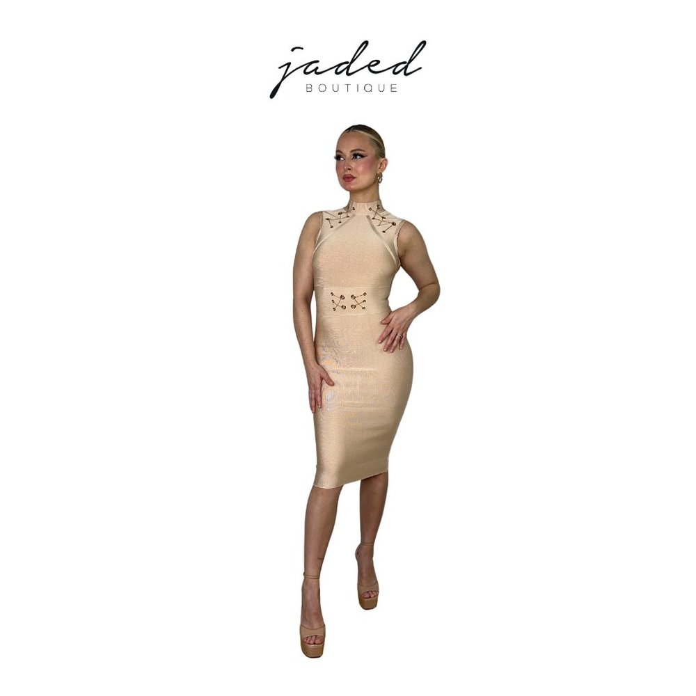 Sandy White Cut Out Bandage Dress